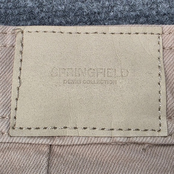 Springfield Wide Leg Crop Pants Tan Beige Frayed Hem Raw Edge Women Size 38 US 4 - Picture 8 of 8